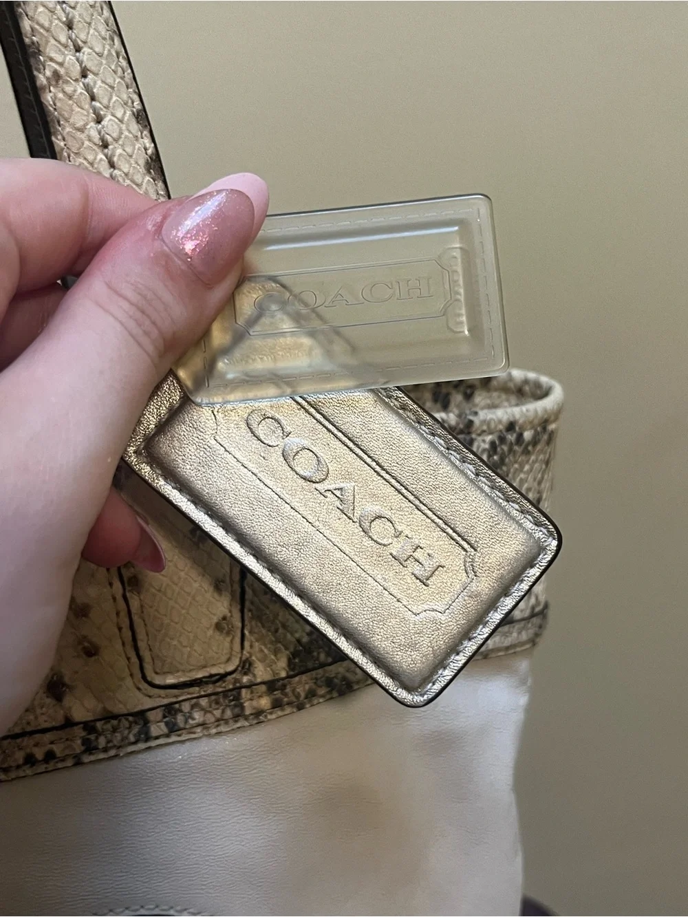 Coach Audrey Python Embossed Op Art Leather Slim Tote - Picture 7 of 12